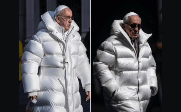 This is the viral Pope AI image.